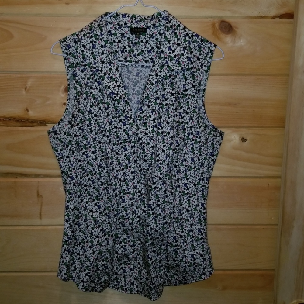 Button down blouse, black, white, blue, pink green